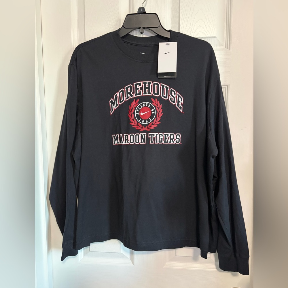 BNWT WOMEN'S NIKE HBCU MOREHOUSE COLLEGE MAROON TIGERS BOXY L/S TEE US SIZE XL